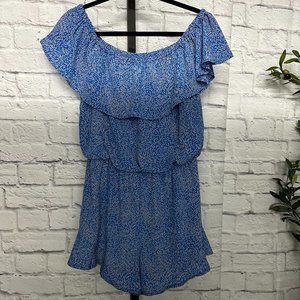 Blue/White Print Romper